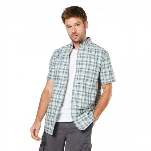 Front - Maine Mens Checked Oxford Short-Sleeved Shirt