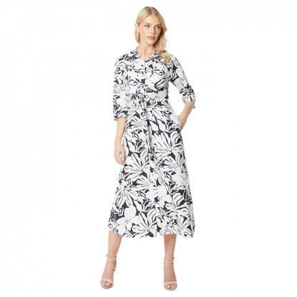 Front - Principles Womens/Ladies Floral Front Tie Midi Shirt Dress