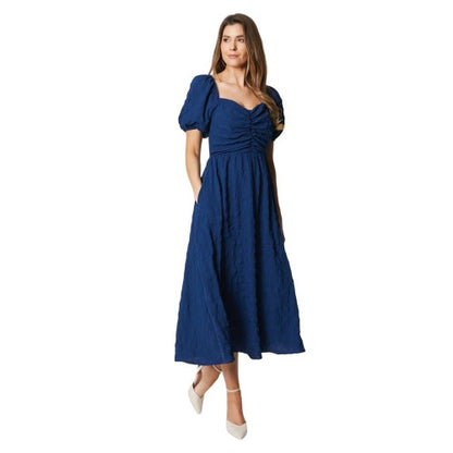 Front - Debenhams Womens/Ladies Textured Puff Sleeve Midi Dress