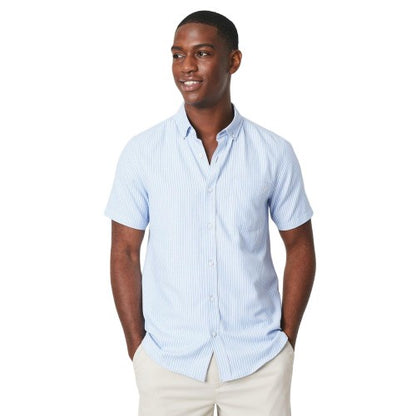 Front - Maine Mens Fine Stripe Oxford Short-Sleeved Shirt