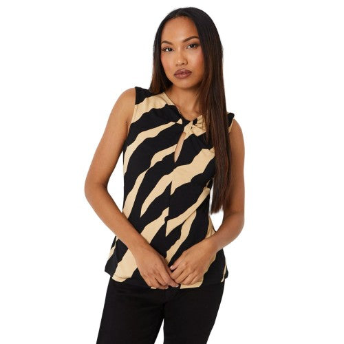 Front - Principles Womens/Ladies Zebra Print Knotted Sleeveless Top