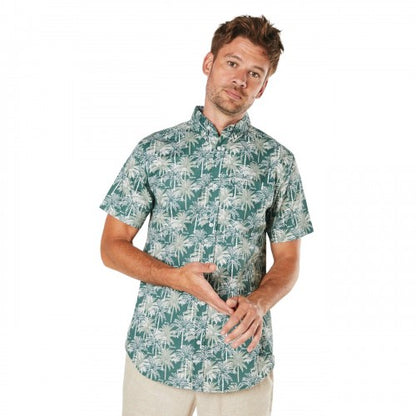 Front - Maine Mens Palm Print Short-Sleeved Shirt