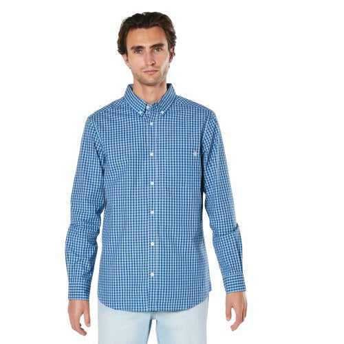Front - Maine Mens Windowpane Checked Relaxed Fit Long-Sleeved Shirt