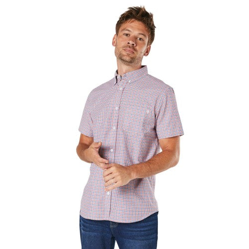 Front - Maine Mens Wall Checked Short-Sleeved Shirt