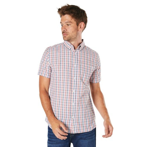Front - Maine Mens Grant Checked Short-Sleeved Shirt