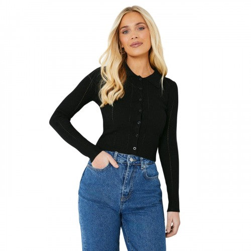 Front - Principles Womens/Ladies Knitted Button Through Petite Polo Shirt