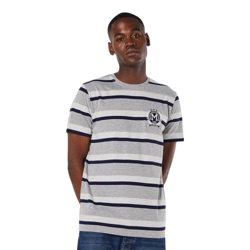 Front - Maine Mens Boston Crest And Stripes Embroidered T-Shirt