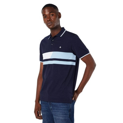 Front - Maine Mens Split Chest Stripe Polo Shirt