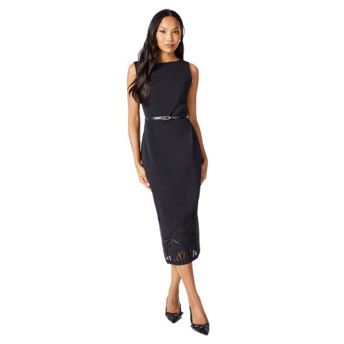 Front - Principles Womens/Ladies Laser Cut Ponte Belted Midi Dress