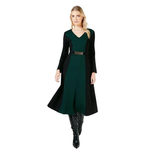 Front - Principles Womens/Ladies Colour Block Ponte Belted Midi Dress