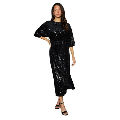 Front - Principles Womens/Ladies Sequin Belted Batwing Midi Dress