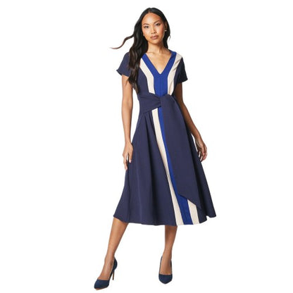 Front - Principles Womens/Ladies Colour Block Tie Belt Midi Dress