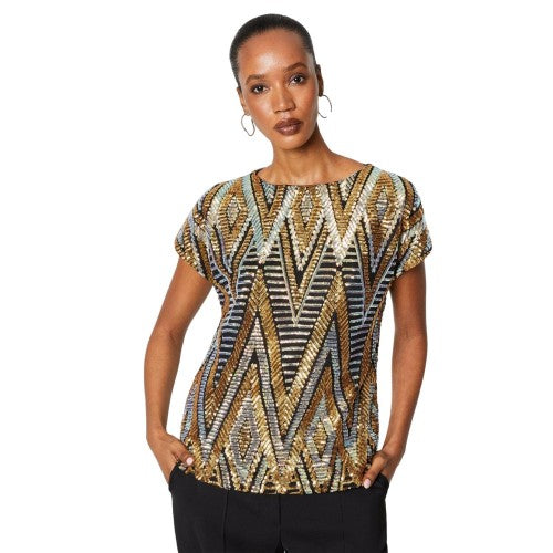 Front - Principles Womens/Ladies Sequins Cold Shoulder Top