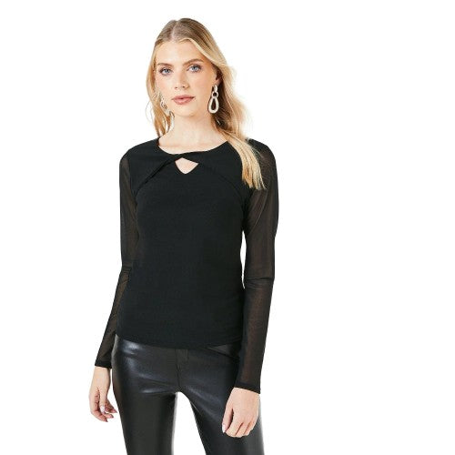 Front - Principles Womens/Ladies Mesh Twist Neck Top