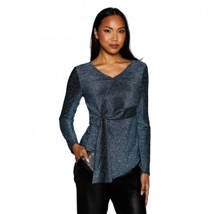 Front - Principles Womens/Ladies Glitter Jersey Twisted Wrap Top