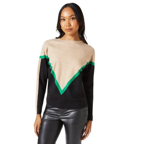 Front - Debenhams Womens/Ladies Chevron Stripe Crew Neck Jumper