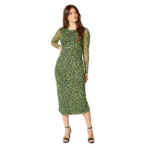 Front - Principles Womens/Ladies Animal Print Mesh Twist Waist Midi Dress