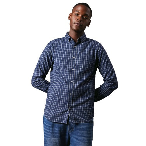 Front - Maine Mens Grid Checked Brushed Long-Sleeved Shirt