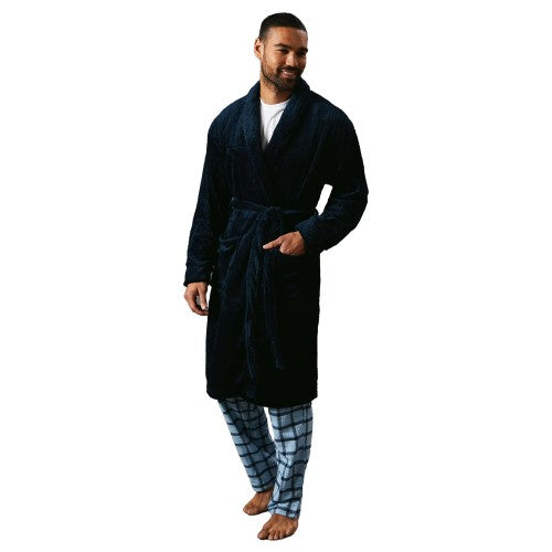 Front - Maine Mens Waffle Shawl Collar Robe