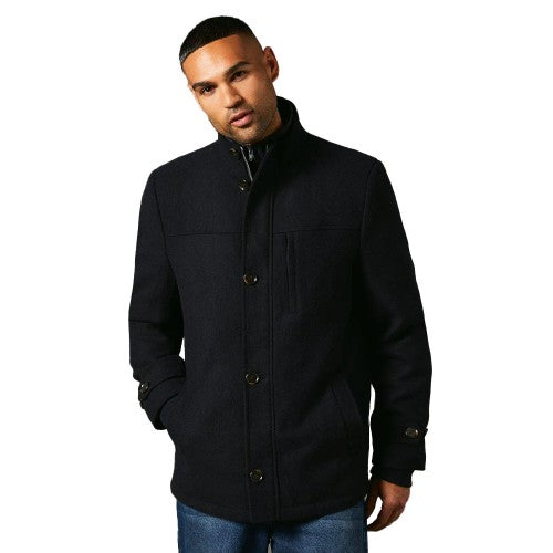 Front - Maine Mens Wool Blend Funnel Neck Jacket