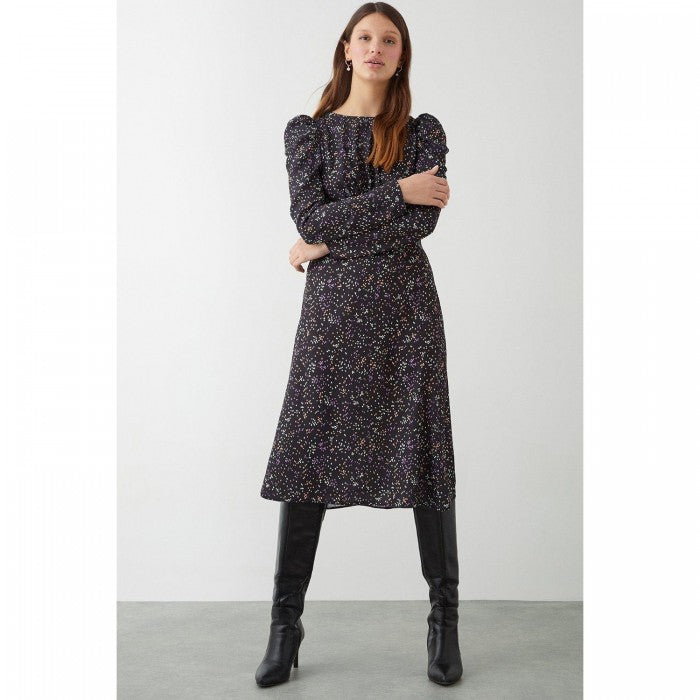 Front - Dorothy Perkins Womens/Ladies Spotted Empire Long-Sleeved Midi Dress