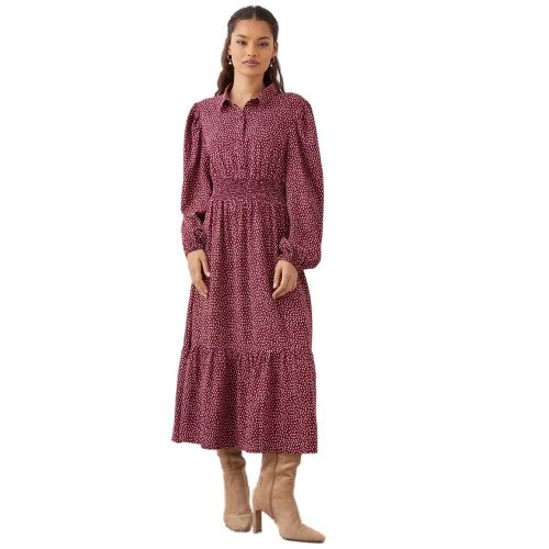 Front - Dorothy Perkins Womens/Ladies Spotted Shirred Petite Shirt Dress