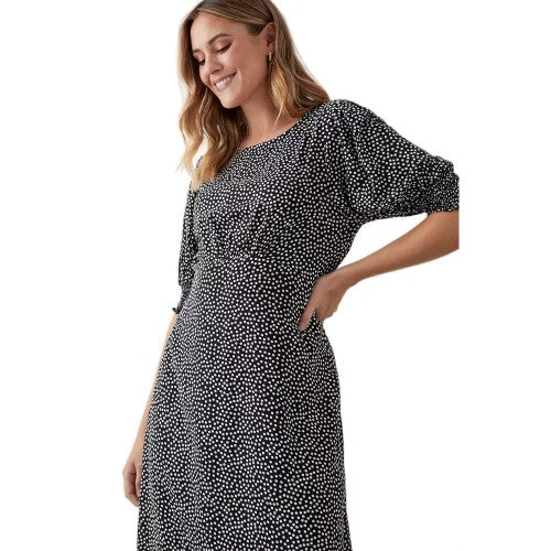 Front - Dorothy Perkins Womens/Ladies Spotted Shirred Cuff Midi Dress