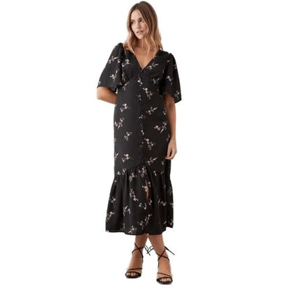 Front - Dorothy Perkins Womens/Ladies Floral Button Detail Midi Dress