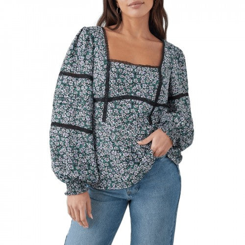 Front - Dorothy Perkins Womens/Ladies Ditsy Print Lace Detail Tall Blouse