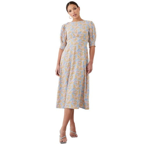 Front - Dorothy Perkins Womens/Ladies Ditsy Print Shirred Cuff Midi Dress