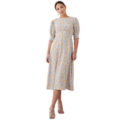 Front - Dorothy Perkins Womens/Ladies Ditsy Print Shirred Cuff Midi Dress