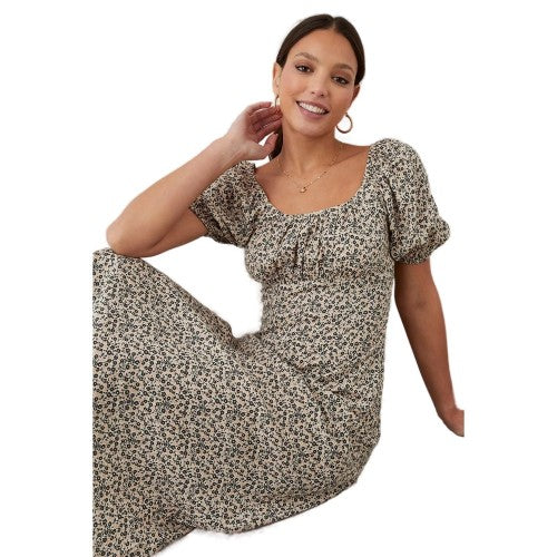 Front - Dorothy Perkins Womens/Ladies Ditsy Print Ruched Midi Dress