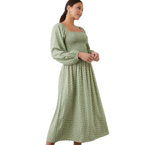 Front - Dorothy Perkins Womens/Ladies Ditsy Print Shirred Bodice Midi Dress