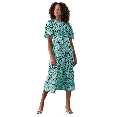 Front - Dorothy Perkins Womens/Ladies Animal Print Shirred Waist Flutter Midi Dress