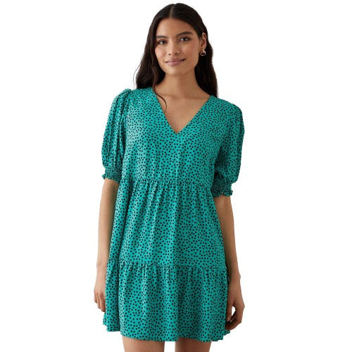 Front - Dorothy Perkins Womens/Ladies Spotted Shirred Cuff Smock Mini Dress