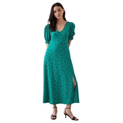 Front - Dorothy Perkins Womens/Ladies Spotted V Neck Petite Midi Dress