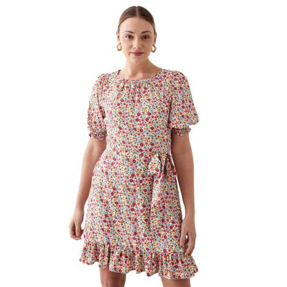 Front - Dorothy Perkins Womens/Ladies Ditsy Print Shirred Cuff Tall Mini Dress