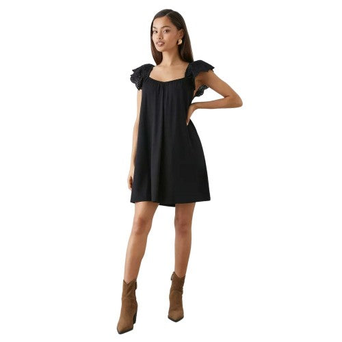 Front - Dorothy Perkins Womens/Ladies Petite Broderie Sleeve Mini Dress