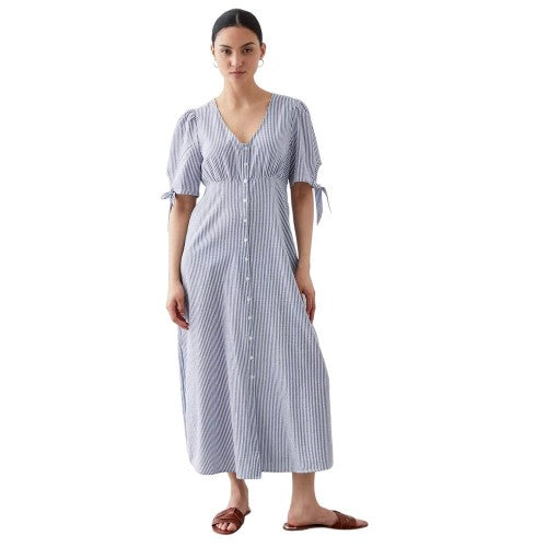 Front - Dorothy Perkins Womens/Ladies Striped Petite Tie Sleeves Midi Dress