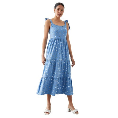 Front - Dorothy Perkins Womens/Ladies Ditsy Print Tie Sleeves Midi Dress