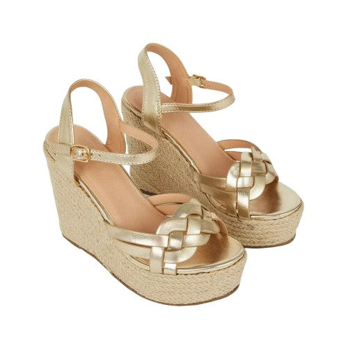 Faith Womens Ladies Hattie Glam Woven Wedges
