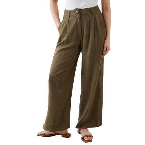 Front - Dorothy Perkins Womens/Ladies Linen Blend Petite Wide Leg Trousers