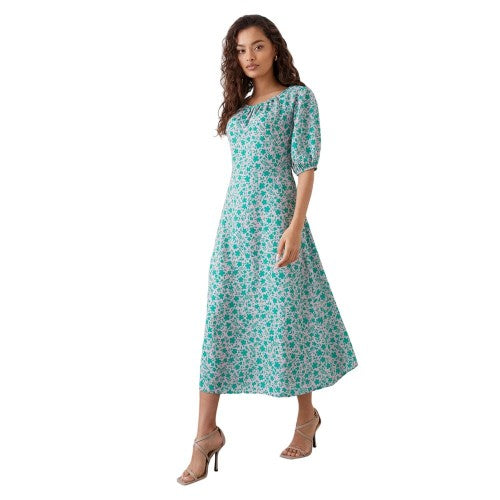 Front - Dorothy Perkins Womens/Ladies Ditsy Print Petite Puffed Midi Dress
