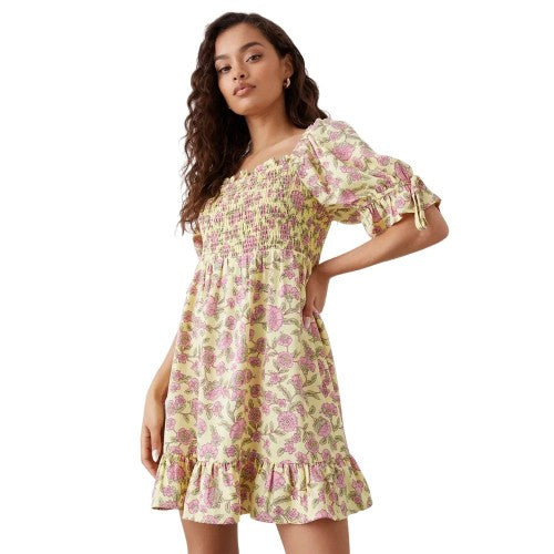 Front - Dorothy Perkins Womens/Ladies Floral Shirred Petite Bodice Mini Dress