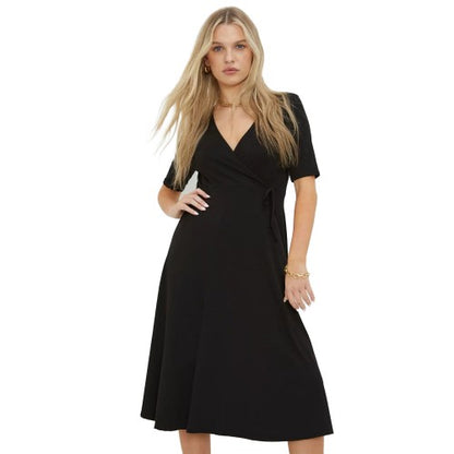 Front - Dorothy Perkins Womens/Ladies Jersey Wrap Petite Short-Sleeved Dress