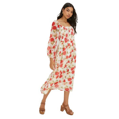 Front - Dorothy Perkins Womens/Ladies Floral Chiffon Shirred Midi Dress