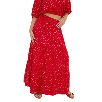 Front - Dorothy Perkins Womens/Ladies Spotted Tiered Petite Maxi Skirt