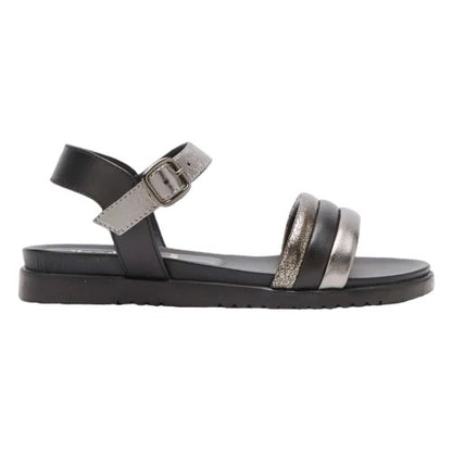 Front - Good For The Sole Womens/Ladies Tina Leather Extra Wide Flat Sandals