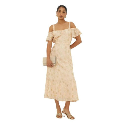 Front - Dorothy Perkins Womens/Ladies Metallic Cold Shoulder Midi Dress