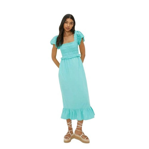 Front - Dorothy Perkins Womens/Ladies Shirred Broderie Sleeve Midi Dress